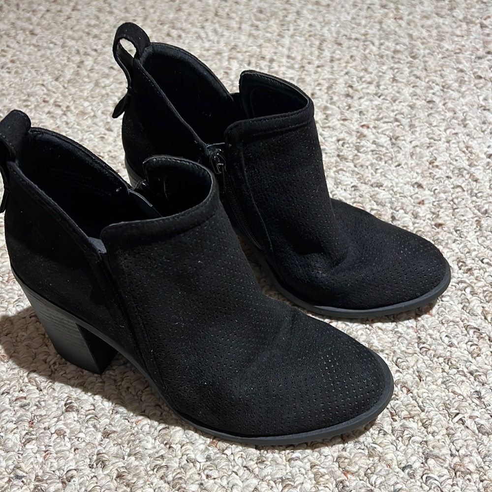 Madden Girl Black Heeled Booties. In great shape. Tons of wear left